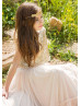 Two Piece Gold Sequin Champagne Tulle Boho Flower Girl Dress